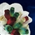 Wood Rose Bouquet - Red, White and Green