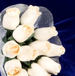 Long-Stemmed Wood Rose Bouquet - White